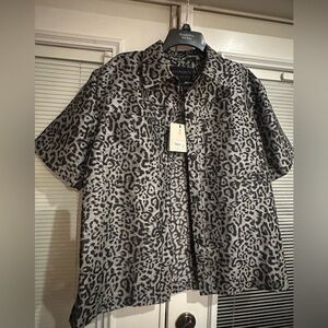 All Saints Black and Gray Animal Print Shirt